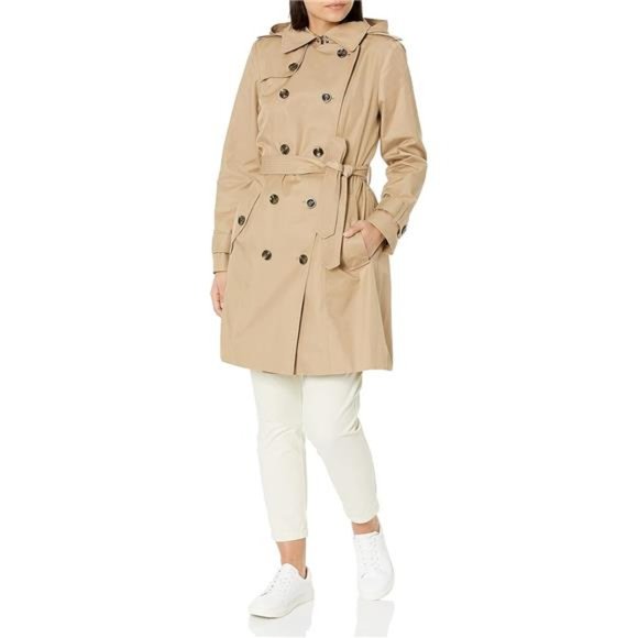 Yellow Ann Taylor Pleated Trench Coat Women's Double Breasted
